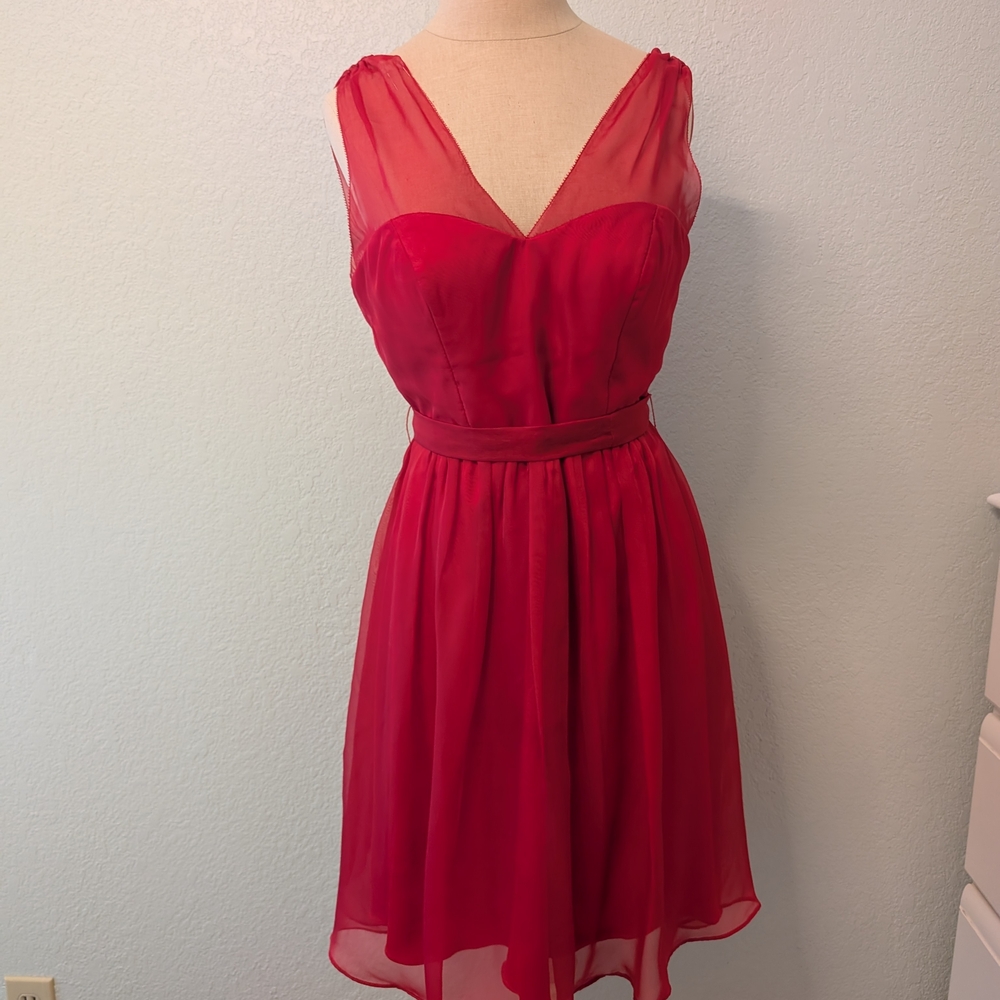 BHLDN Red Chiffon Mini Dress